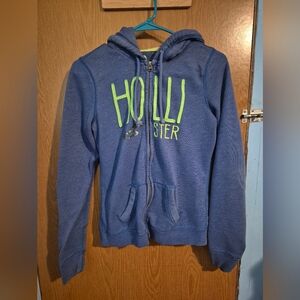 Womens Hollistar California Zip Up Blue Hoodie Sz M Pre Owned